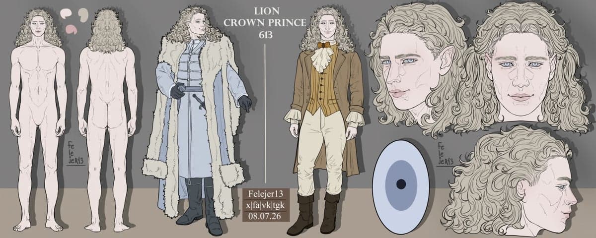 Full reference example of my OC man – Lion. Nonhuman